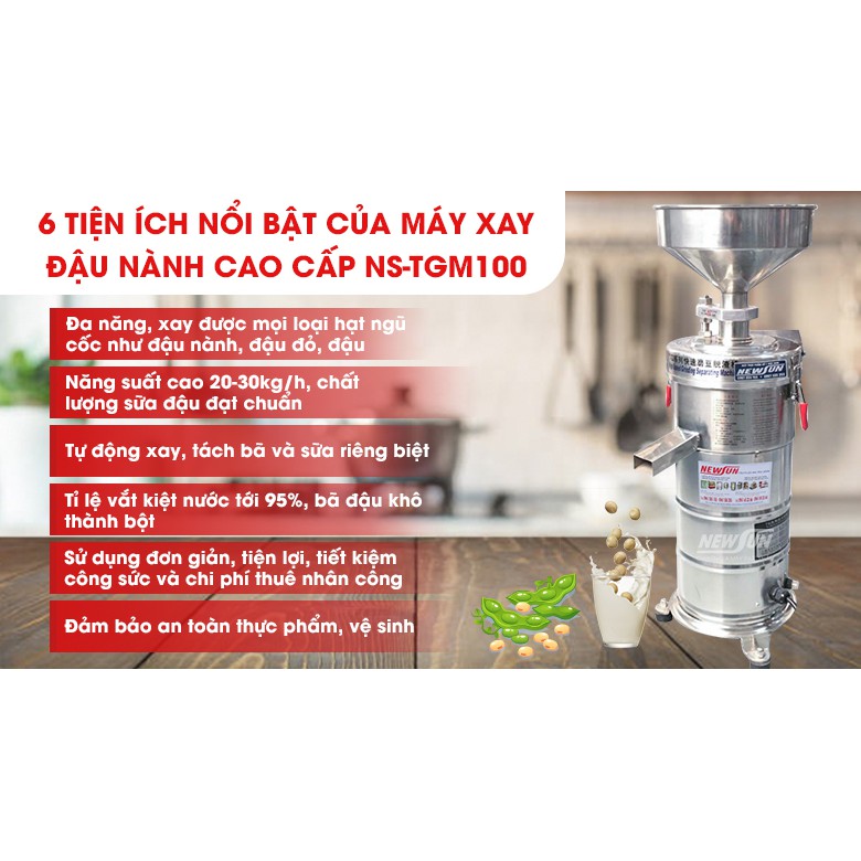 Máy xay đậu nành liên hoàn cao cấp NS-TGM100 NEWSUN Công suất 750w, bảo hành chính hãng 12 tháng