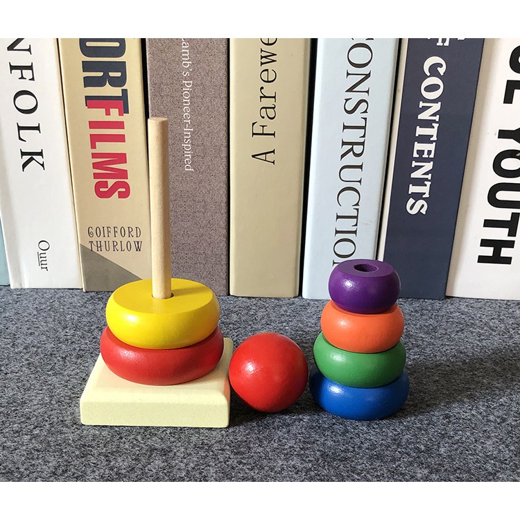 Tháp Cầu Vòng Bằng Gỗ Cho Bé Loại Nhỏ BeThongMinh - Đồ Chơi Gỗ Thông Minh Montessori