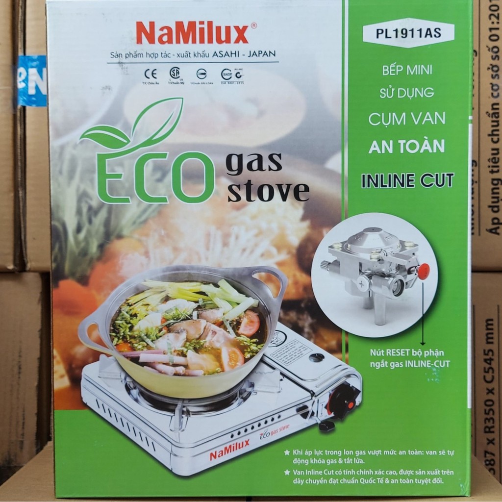 Bếp gas mini Namilux PL1911AS inox van an toàn, giảm khí thải