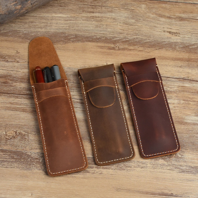 Vỏ Da Đựng Bút Mini Bỏ Túi Phong Cách Retro 6.3''x2.4''