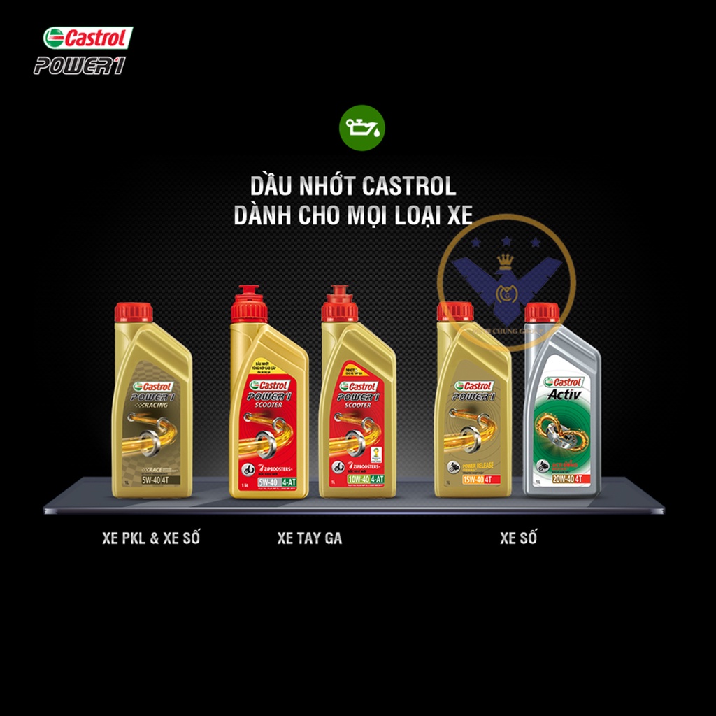 Dầu nhớt xe số cao cấp tổng hợp Castrol Power 1 4T 10W-40 lon 800ml