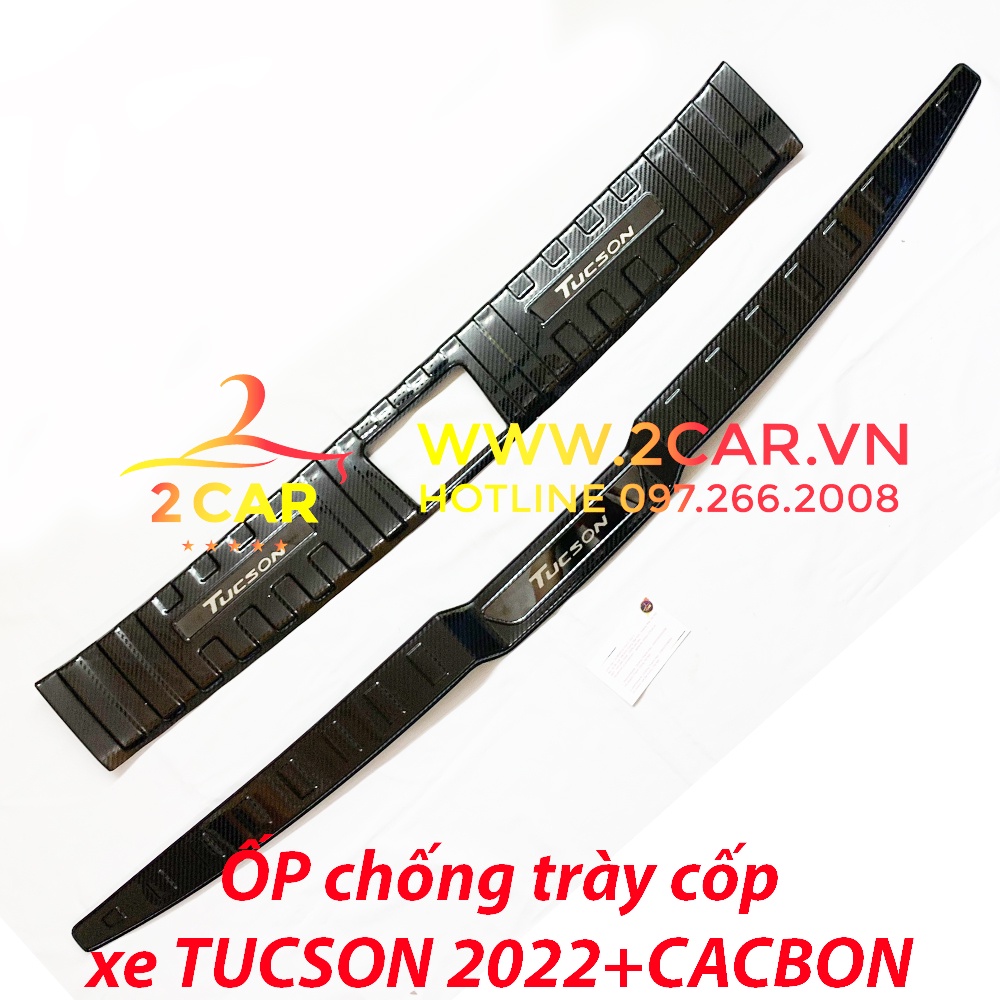 Ốp chống trầy cốp trong, ngoài CARBON xe Hyundai Tucson 2022-2023, chất liệu Cacbon cao cấp