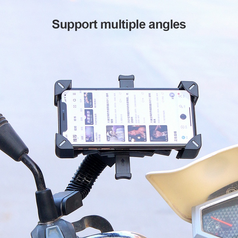 Giá Đỡ Điện Thoại Di Động 4.5-6.8 Inch Bằng Kim Loại Gắn Kính Chiếu Hậu Xe Máy