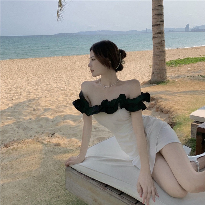 Đầm trễ vai dáng ngắn phong cách pháp cổ điển thời trang xinh xắn cho nữ