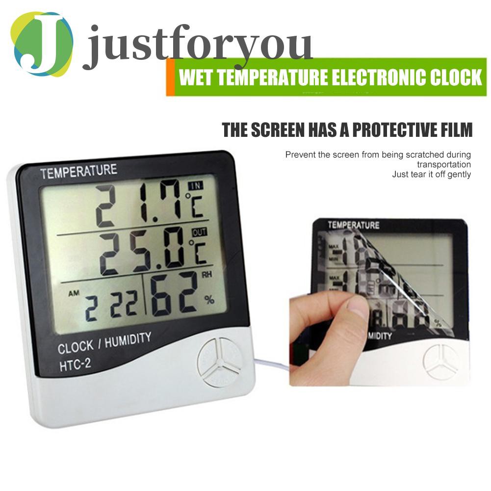 Justforyou Electronic Digital Clock Temperature Humidity Meter Thermometer Hygrometer