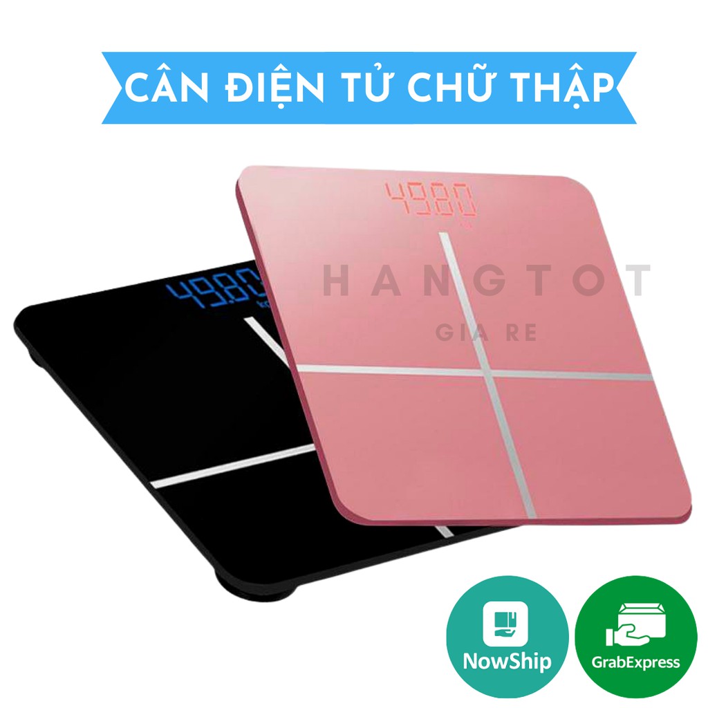 Cân Điện Tử Sức Khỏe Hình Chữ Thập Mặt Kính Cường Lực Sử Dụng Pin Cao Cấp - Cân Sức Khỏe Gia Đình