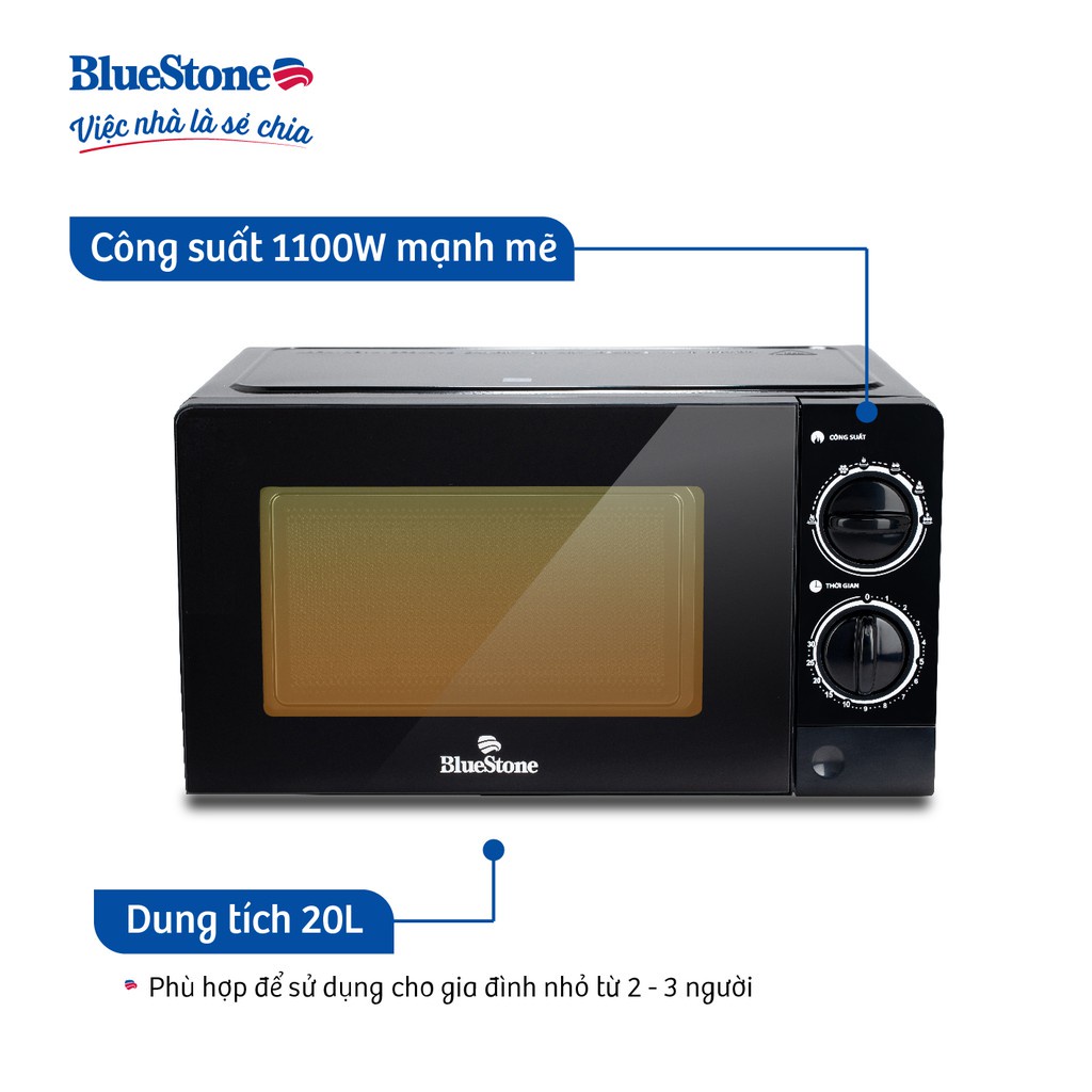 Lò Vi Sóng Cơ BlueStone MOB7707 , 20 Lít 1050W , Bảo Hành Chính Hãng 2 Năm