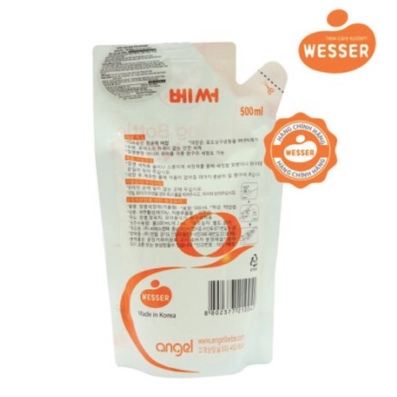 Nước rửa bình sữa wesser nhập khẩu Hàn Quốc