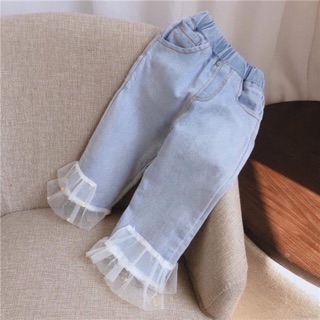 Quần bò giấy phối ren cho bé gái