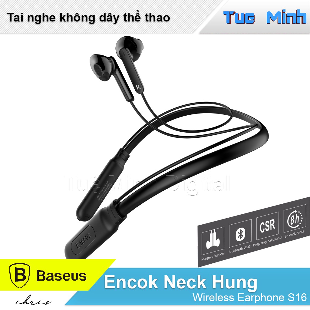 Tai nghe nhạc thể thao không dây bluetooth Baseus Encok Neck Hung Wireless Earphone S16