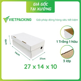 [BAO BÌ ĐẸP] 25 Hộp carton đựng giày size 27x14x10 màu trắng hộp đẹp siêu chắc chắn
