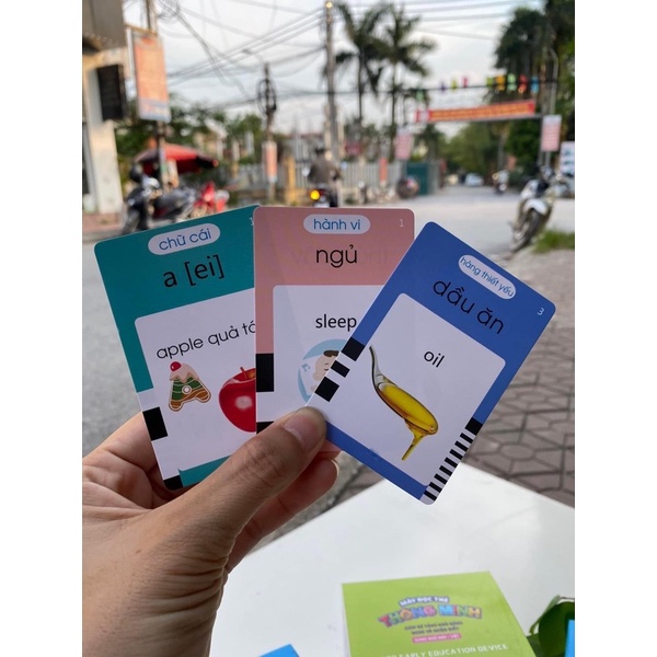 Máy đọc thẻ thông minh flashcard song ngữ Anh-Việt loại 1 225 thẻ, 510 từ vựng + 3 bài hát tiếng anh cho bé kèm dây sạc