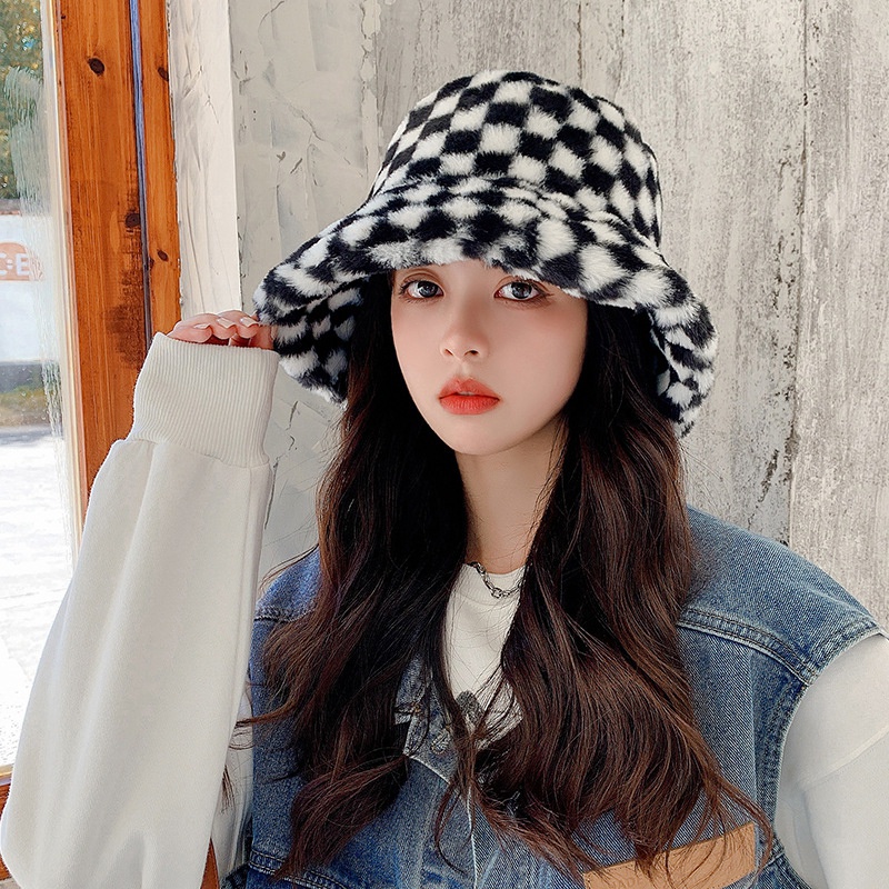 Mũ lông giả vành rộng chống gió giữ ấm thời trang mùa đông cho nữ