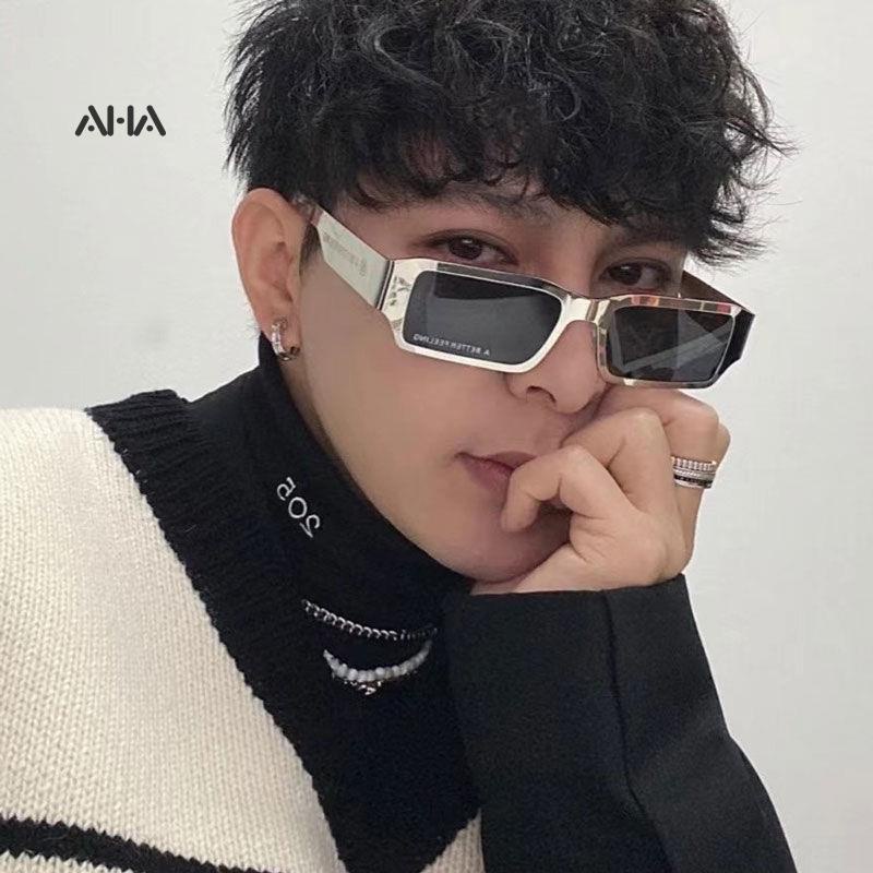 AHA OFFICIAL Kính Mát Gọng Vuông Kim Loại Phong Cách Âu Mỹ