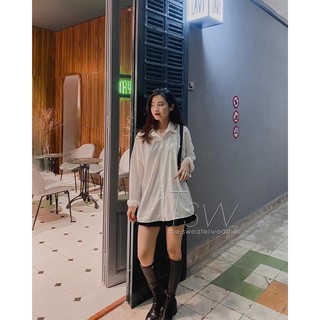 Sơ mi trơn lụa dày oversize