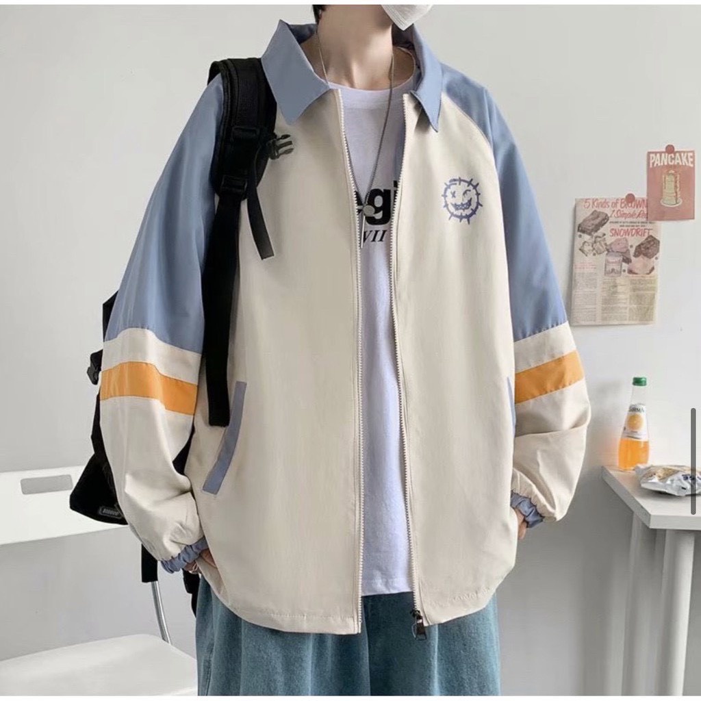 Áo khoác 2 lớp unisex hình in trước ngực fom rộng phong cách hàn quốc nam nữ mặc cực chất