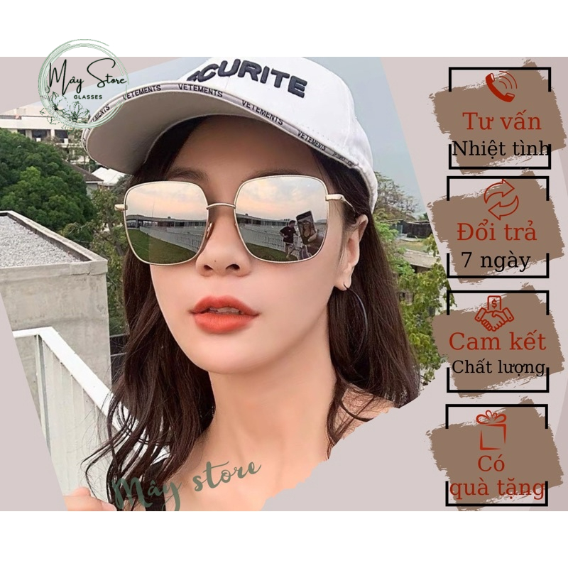 Kính Thời Trang Hiệu Vuông Tráng Gương Cực Sang Chảnh- Chống Tia UV400, Chống Loá, Chống Trầy Xước Bảo Vệ Mắt