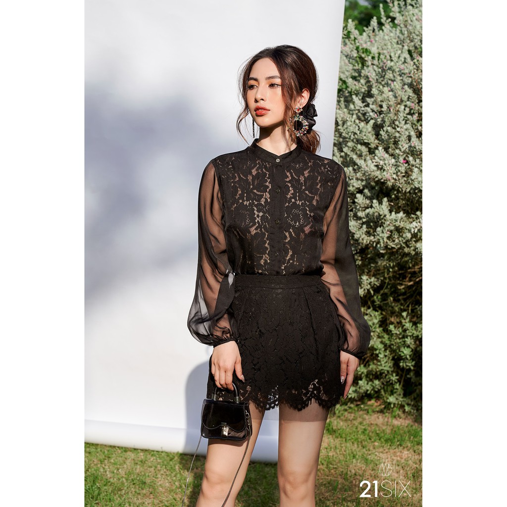 Chân váy ren pha lưới 21SIX - CV00170
