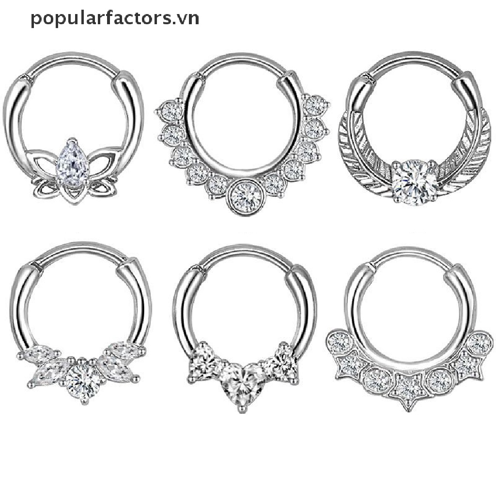 Khuyên mũi/ sụn tai bằng thép không gỉ đính đá pha lê CZ