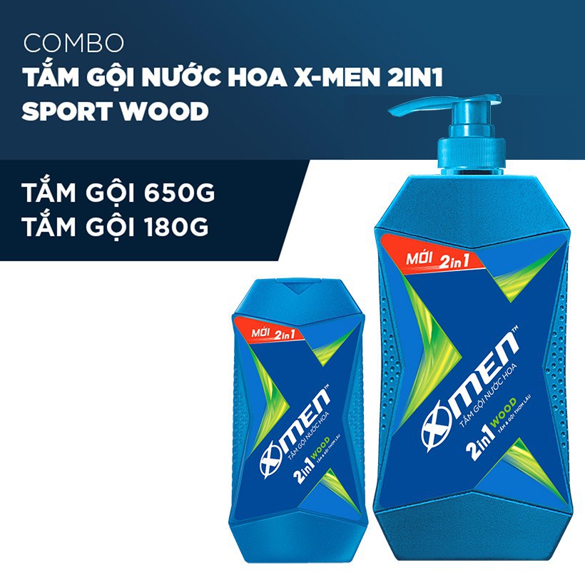 Tắm Gội Nước Hoa X-Men 2in1 thơm lâu sạch sâu (chai 900g)