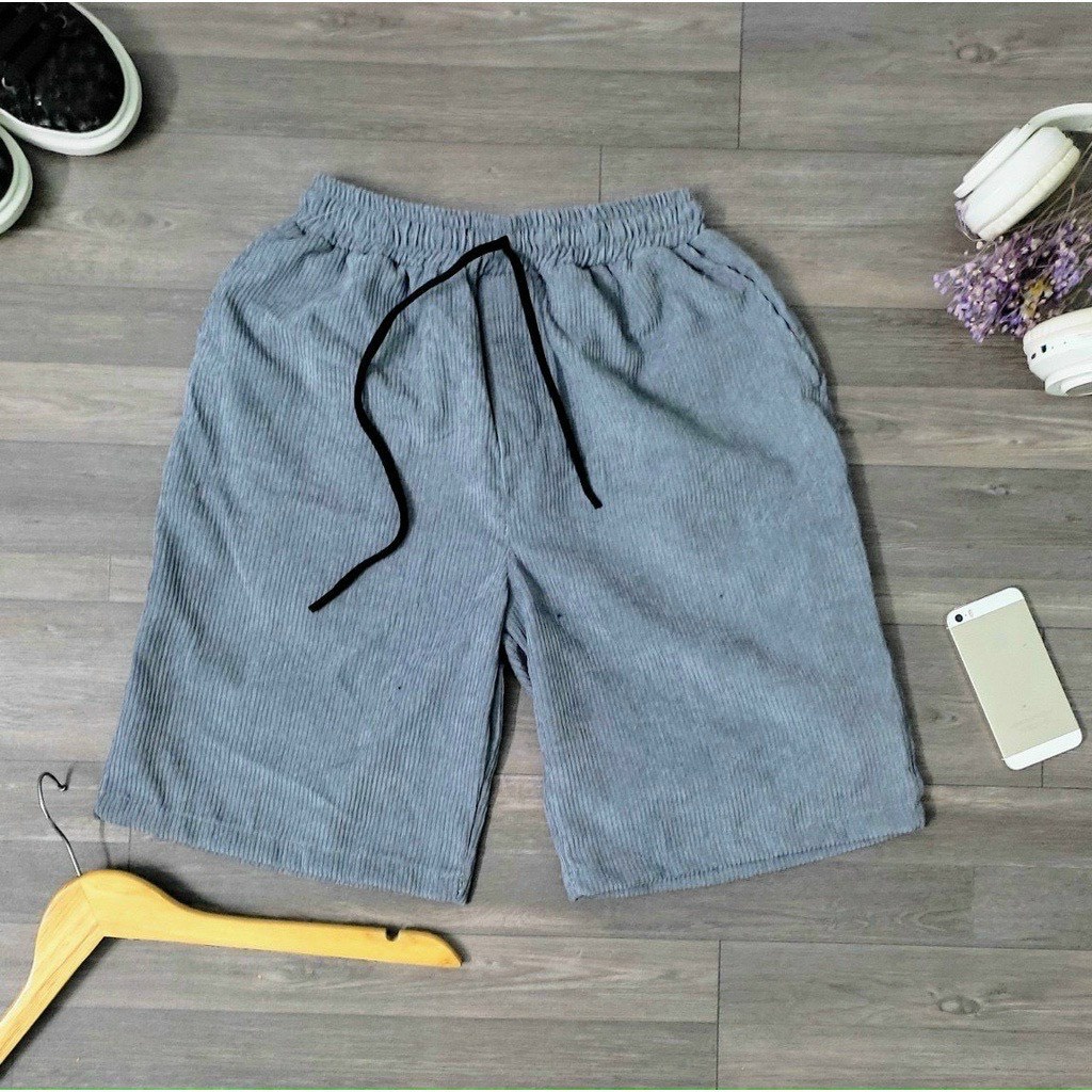 Quần Short Đùi Nhung Tăm Nam Nữ Form Basic Unisex Chất Mát Mẻ, Trẻ Trung