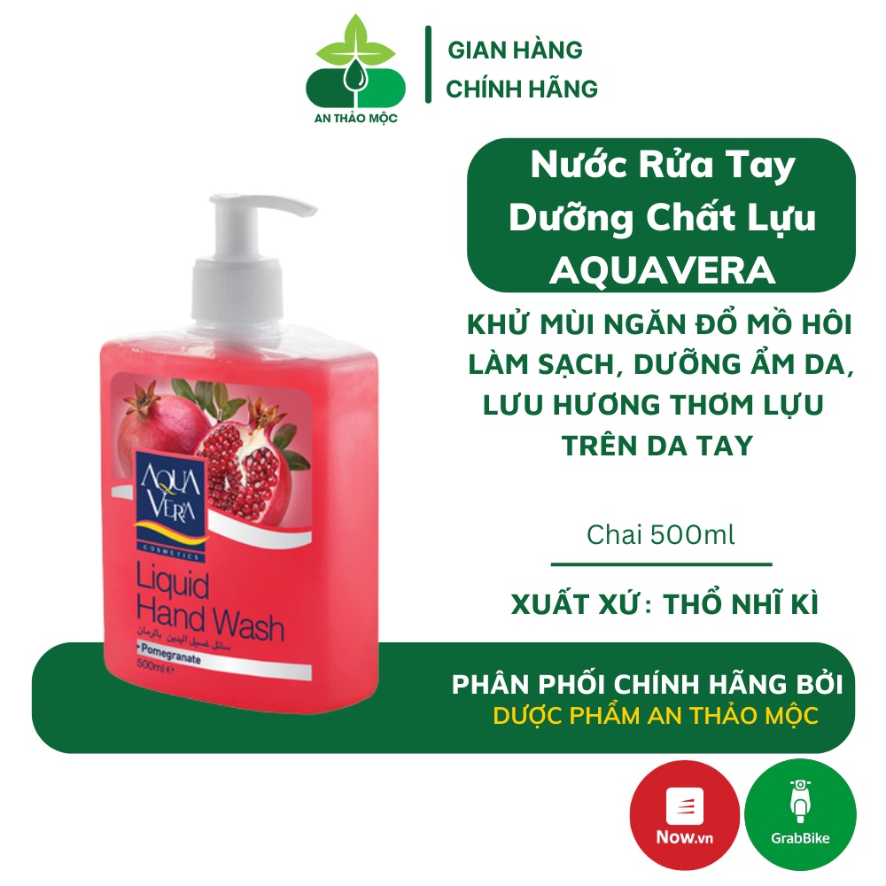 Nước rửa tay dưỡng chất lựu AQUAVERA khử mùi ngăn đổ mồ hôi làm sạch dưỡng ẩm da tay 500ml