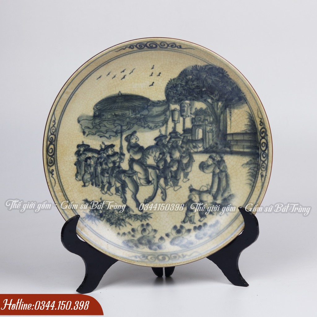 💥Quà Tết💥 Đĩa Cảnh Men Rạn Bát Tràng cao cấp - Đĩa Phong Thủy