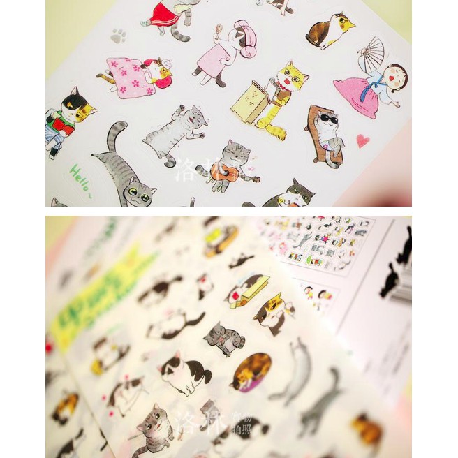 [Set 6 tờ] Sticker mèo béo siêu đáng yêu 9*18cm - Sticker trang trí sổ/ sách vở/ điện thoại  DUASHOP