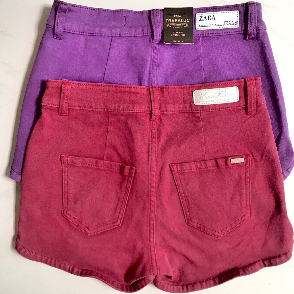 SALE - QUẦN SHORT NỮ - ZARA TRAFALUC – DENIM WEAR – ĐỎ ĐUN & TÍM – SIZE 34/04/24 – KAKI CO DÃN – DÁNG THỂ THAO – FIT LAD