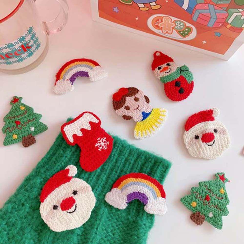 Kẹp Tóc Dệt Kim 15H Màu Cầu Vồng Họa Tiết Giáng Sinh Dễ Thương