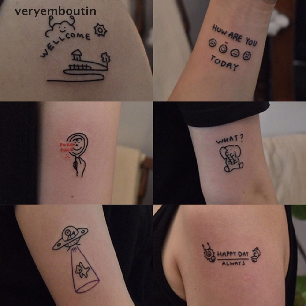 Set 45 Tấm Hình Xăm Tạm Thời Họa Tiết Dễ Thương