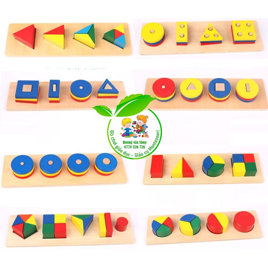 Giáo cụ Montessori 0-3 tuổi - Lắp ghép và thả hình tương ứng