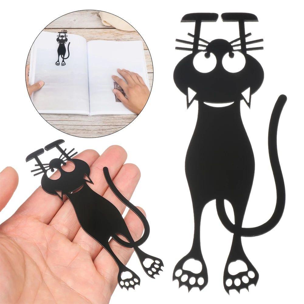 Kẹp Đánh Dấu Trang Sách Hình Mèo Đen Bằng Acrylic Kiểu Vintage