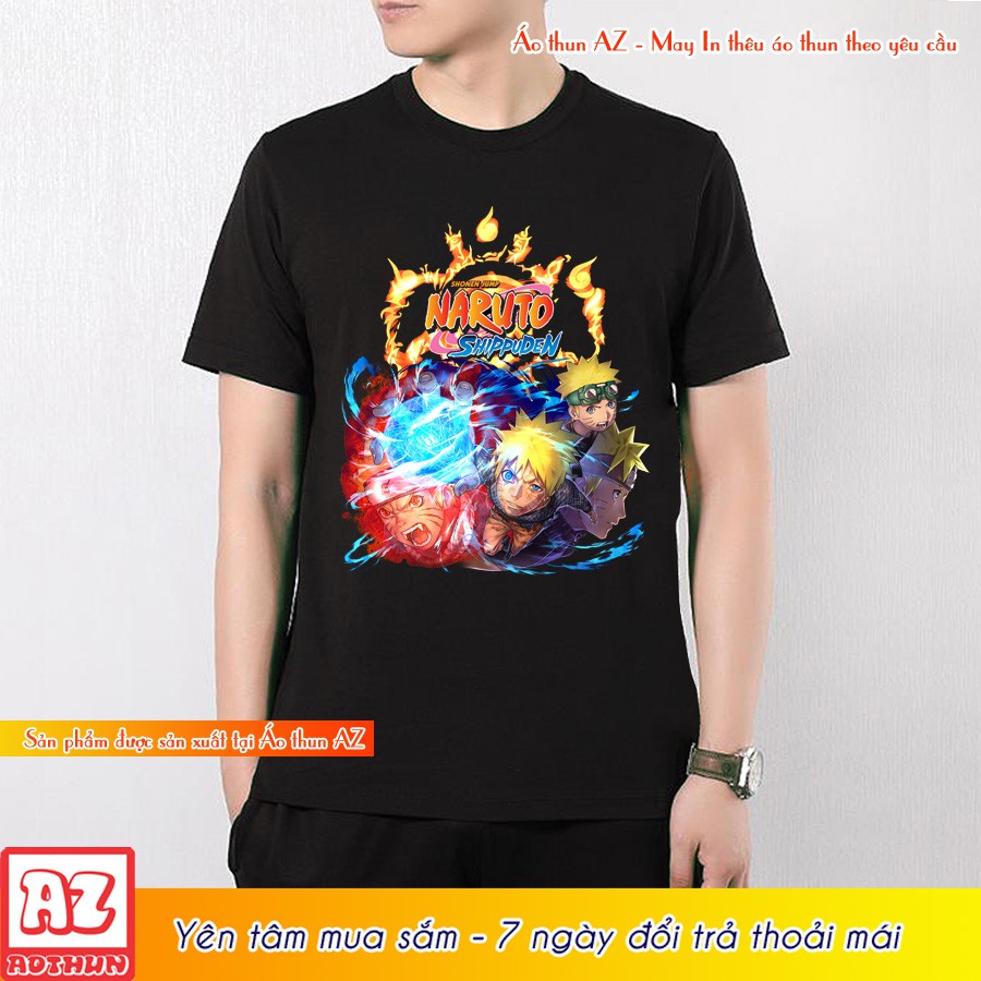 Áo thun màu đen in hình Naruto đẹp ( Có size trẻ em ) - Mẫu mới M2749