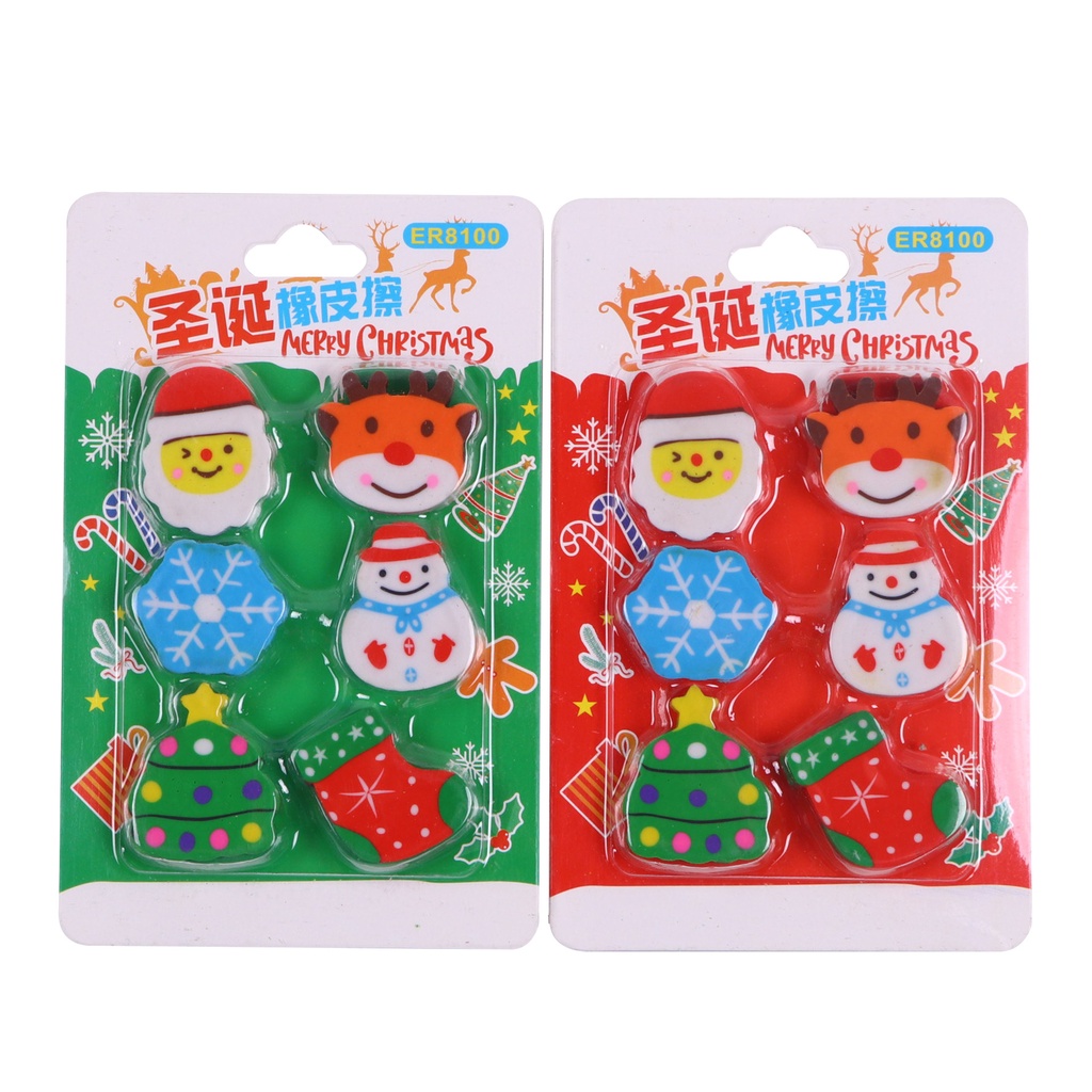 Set 6 gôm tẩy bút chì hình noel cute dễ thương tẩy siêu sạch giá rẻ cho bé NATO GT16