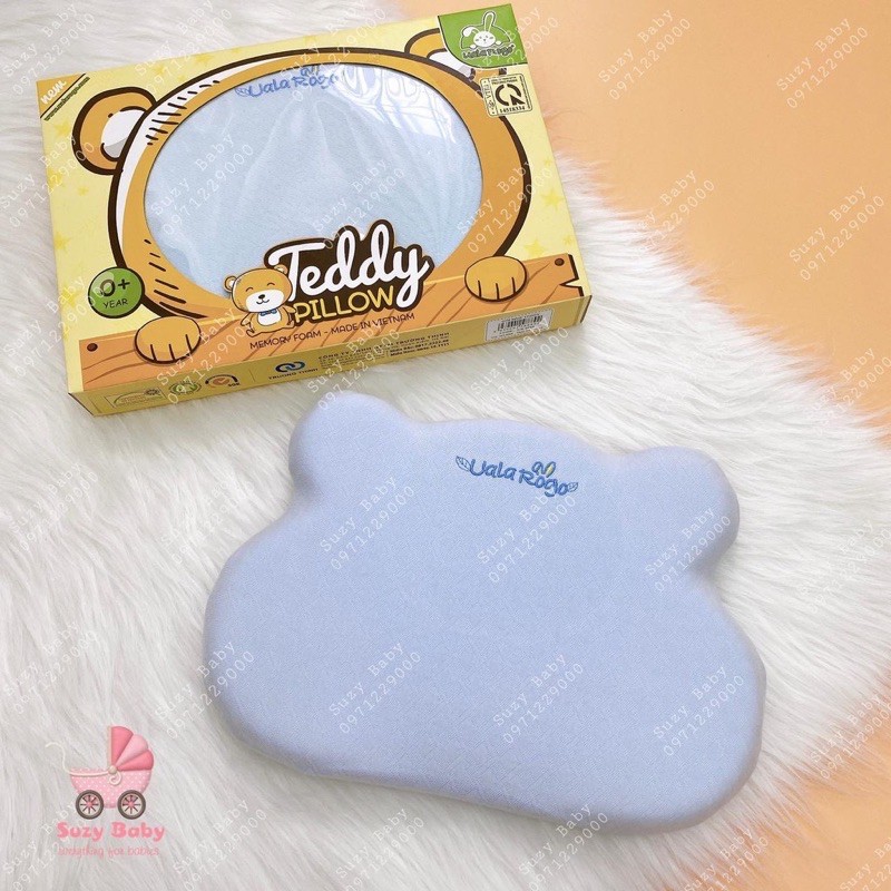 Gối Teddy Uala &amp; rogo cao su non có lõm chống bẹt đầu TẶNG 1 VỎ Thay thế [ UalaRogo ]