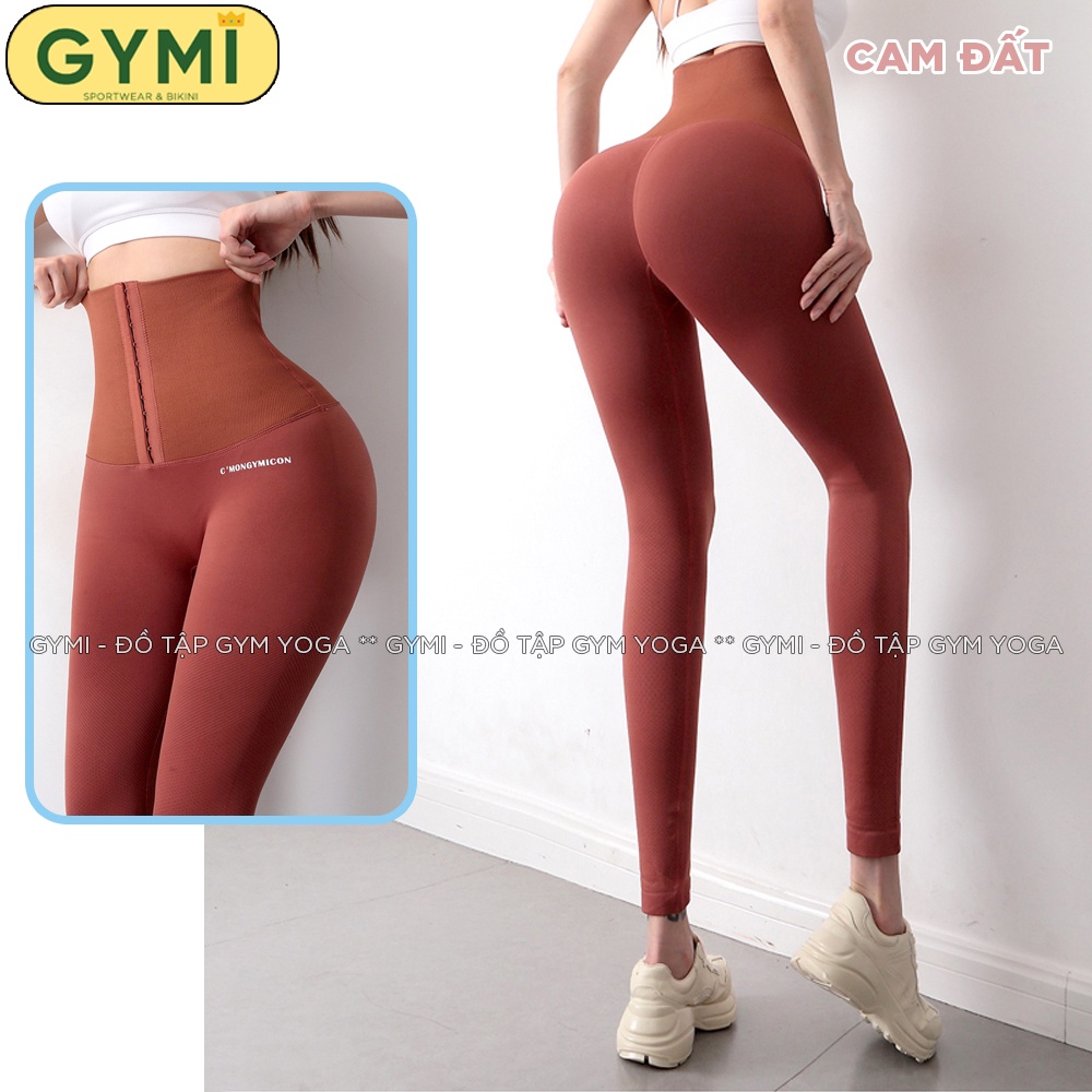 Quần tập gym yoga nữ gen bụng latex QD44 GYMI Cmon chất dệt kim co giãn tạo eo thon nâng mông