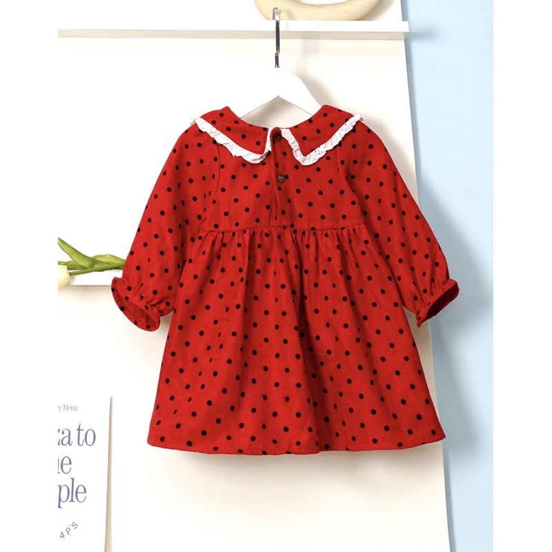 Váy trẻ em dài tay hoạ tiết chấm bi O.P kids