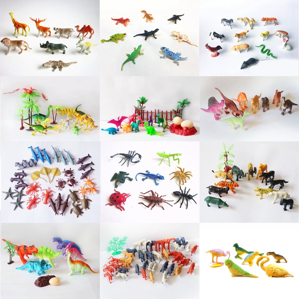 Bộ mô hình đồ chơi sưu tầm động vật cá mực khủng long cây cối