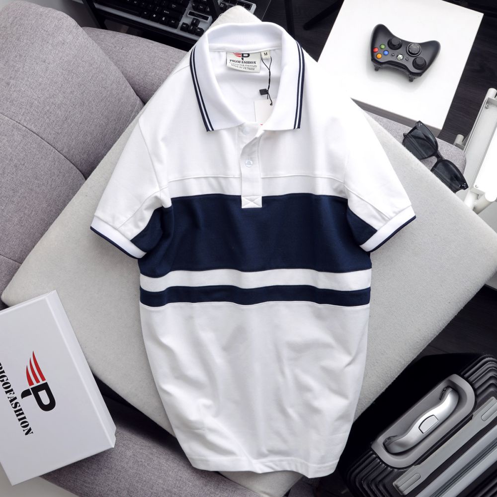 Áo polo nam đẹp kiểu ráp phối ARIX, vải cotton cá sấu thoáng mát siêu mềm mịn PPL33 PigoFashion