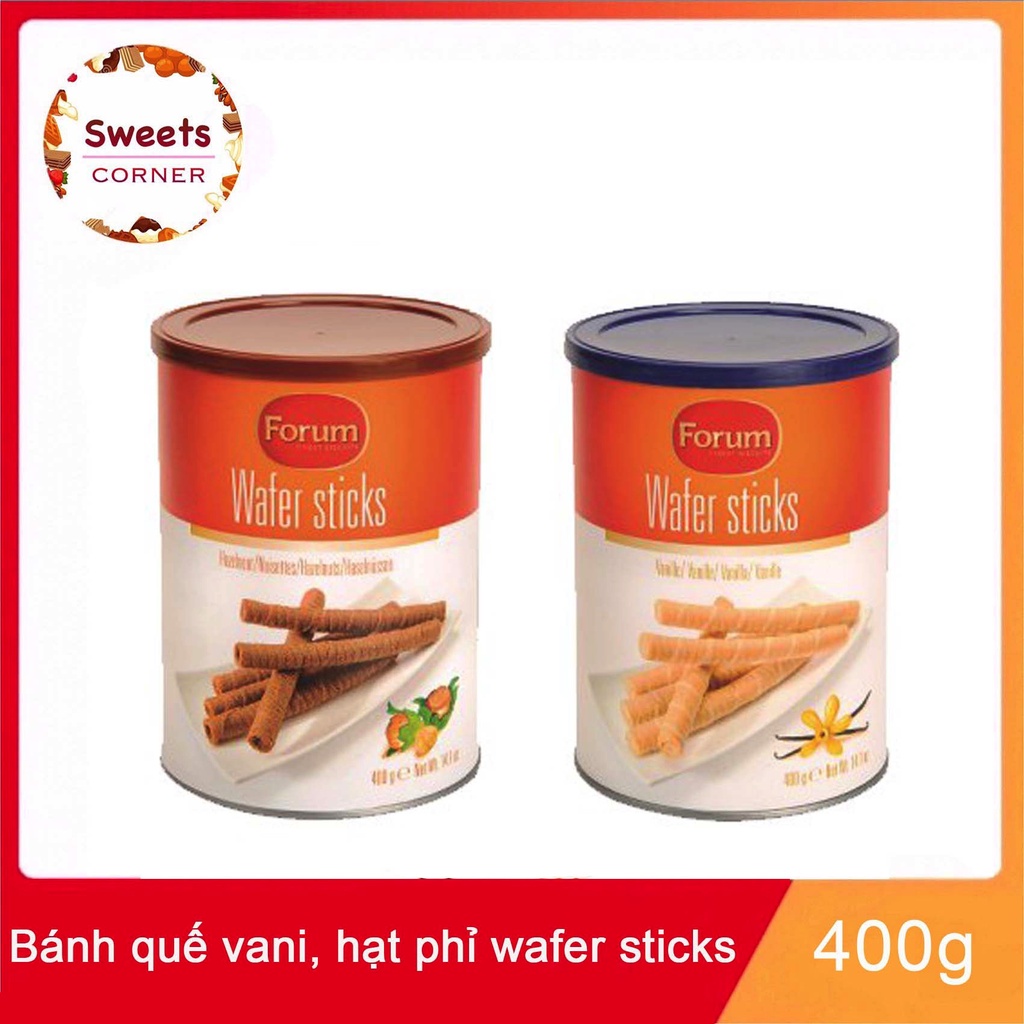 Bánh quế nhân vani, hạt phỉ Forum Wafer Sticks 400g