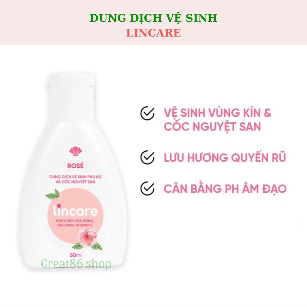 Dung dich vệ sinh phụ nữ great86 dung dịch vệ sinh cốc nguyệt san Lincare 50ml chiết xuất từ thiên nhiên