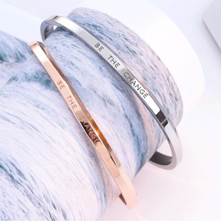 Vòng tay Titan dạng cuff khắc chữ BE THE CHANGE  phụ kiện trang sức mẫu mới - namimi