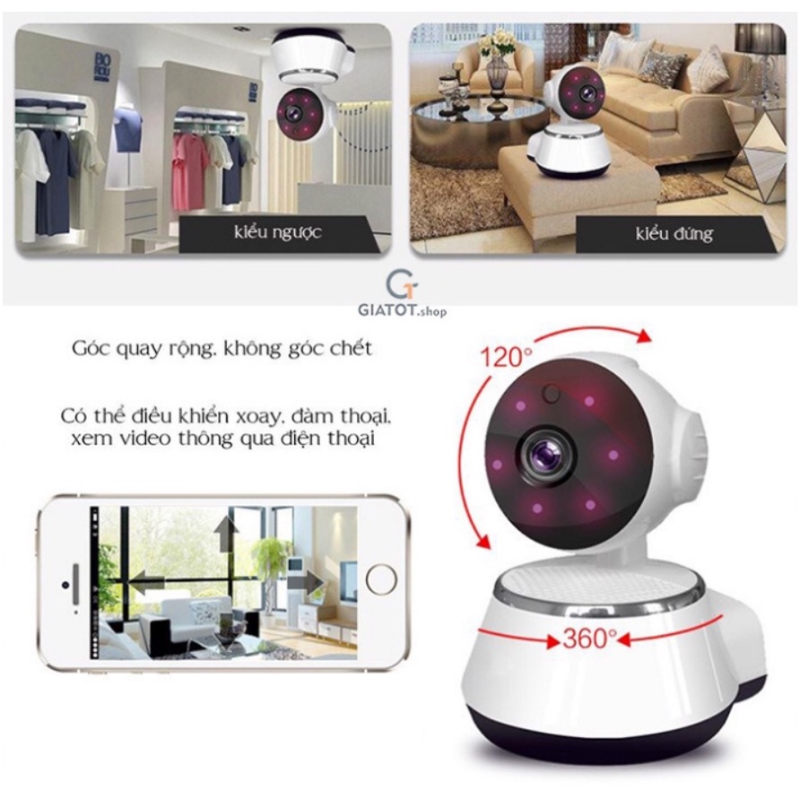 Camera An Ninh Xoay 360 - Không Điểm Chết - Kết Nối Wifi - Xem Từ Xa - Đàm Thoại 2 Chiều - Phát Hiện Chuyển Động