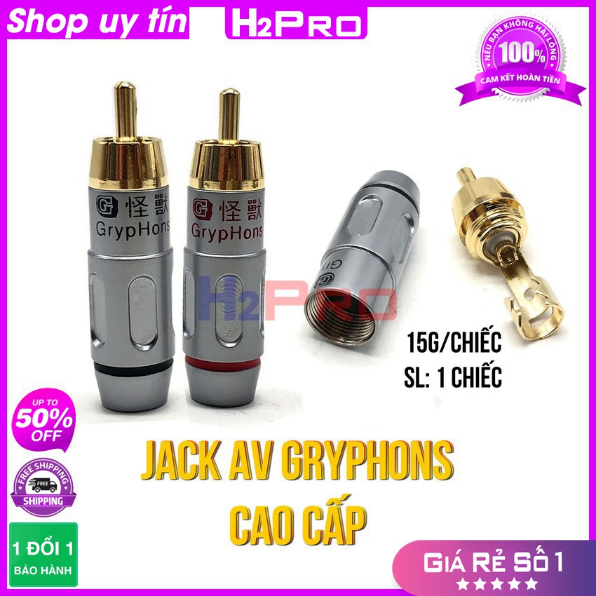 1 Jack AV Hoa Sen Rca Gold Snake, Đầu Jack Hoa Sen Đực Hàn Cao Cấp Đồng Pha, Chống Sôi Nhiễu, Âm Thanh Chuẩn-H2Pro Tech