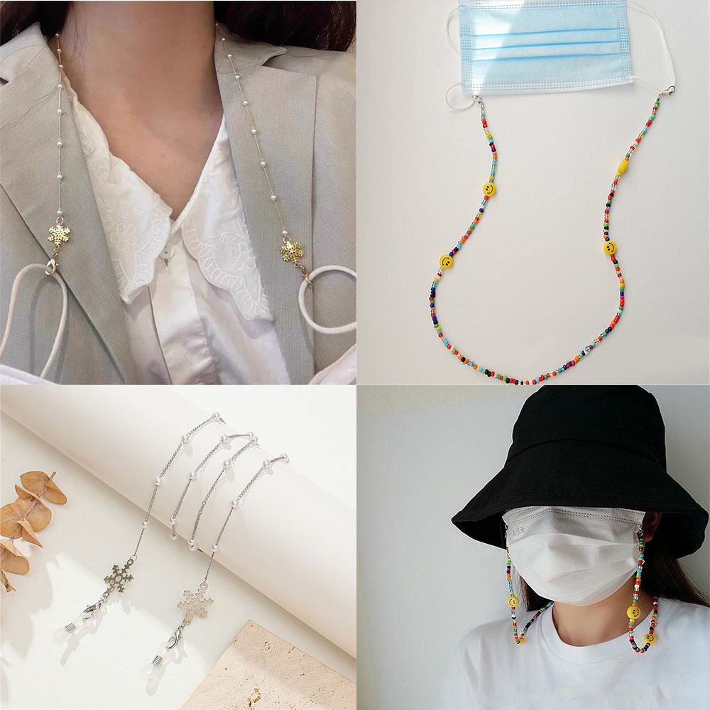 ★★★1 Dây Chuyền Chuỗi Hạt Acrylic Mặt Nạ Hình Mặt Cười Nhiều Màu