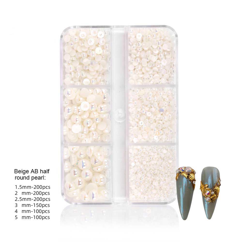Hộp 6 Ngăn Hạt Ngọc Trai 1.5-5mm Trang Trí Móng Tay Nghệ Thuật