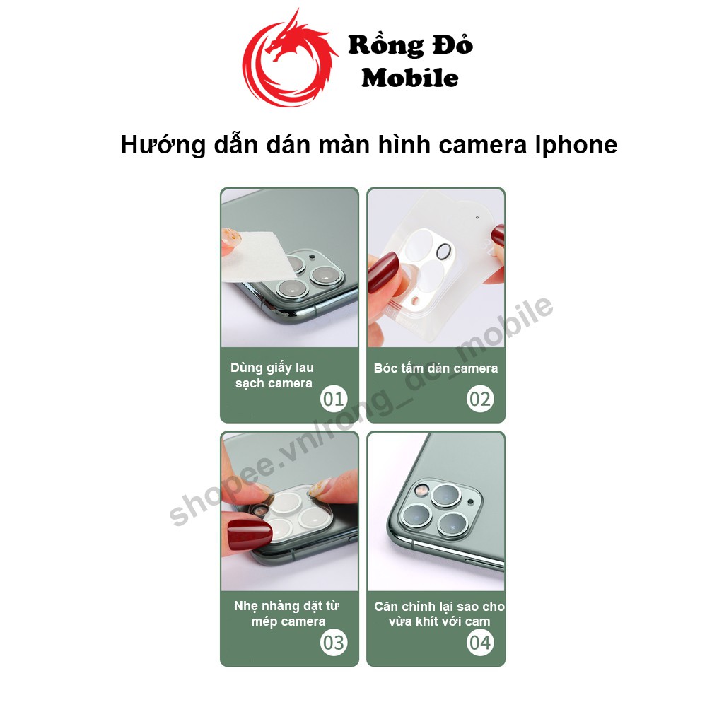 Kính cường Lực Bảo Vệ Camera Iphone trong suốt bảo vệ camera cho iPhone 11/12/13/Pro/Pro Max - Rồng Đỏ Mobile