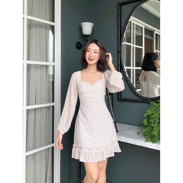GORGEOUS - ĐẦM HOA TAY DÀI CÓ BÈO - LILY DRESS