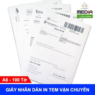 Giấy Nhãn Dán Decal Media A6 100 Tờ In Tem Vận Chuyển In Phiếu Gửi Hàng Dùng Cho Máy In Laser